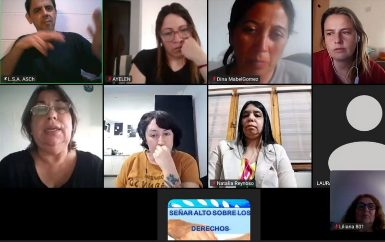 Pantalla de la reunión del Taller de Lengua de Señas Argentina